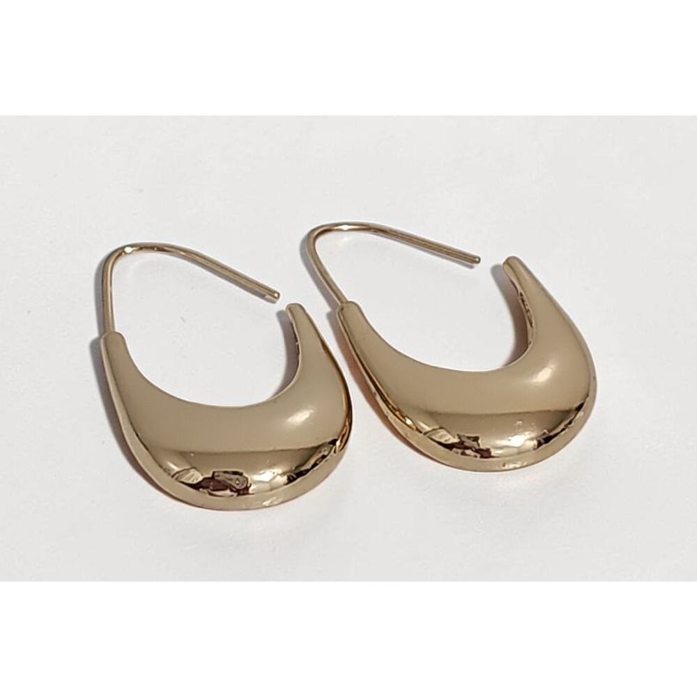 Gold Chunky Hoop Earrings Statement Teardrop Hoops Minimalist Modern Jewelry